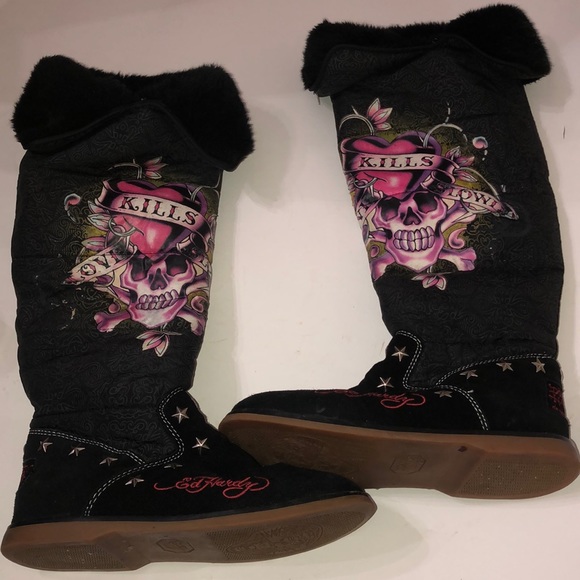 Vintage Ed Hardy tall boots - Picture 1 of 6